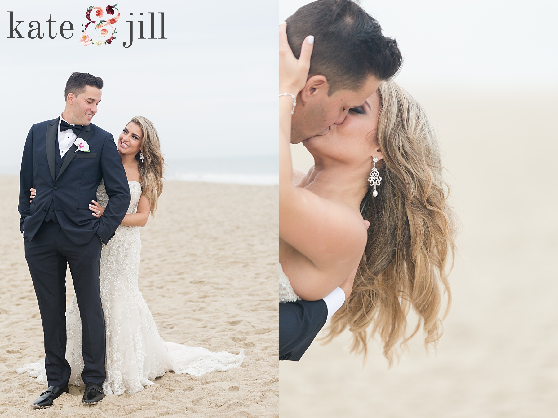 bride and groom portraits on beach mcloone's pier house long branch