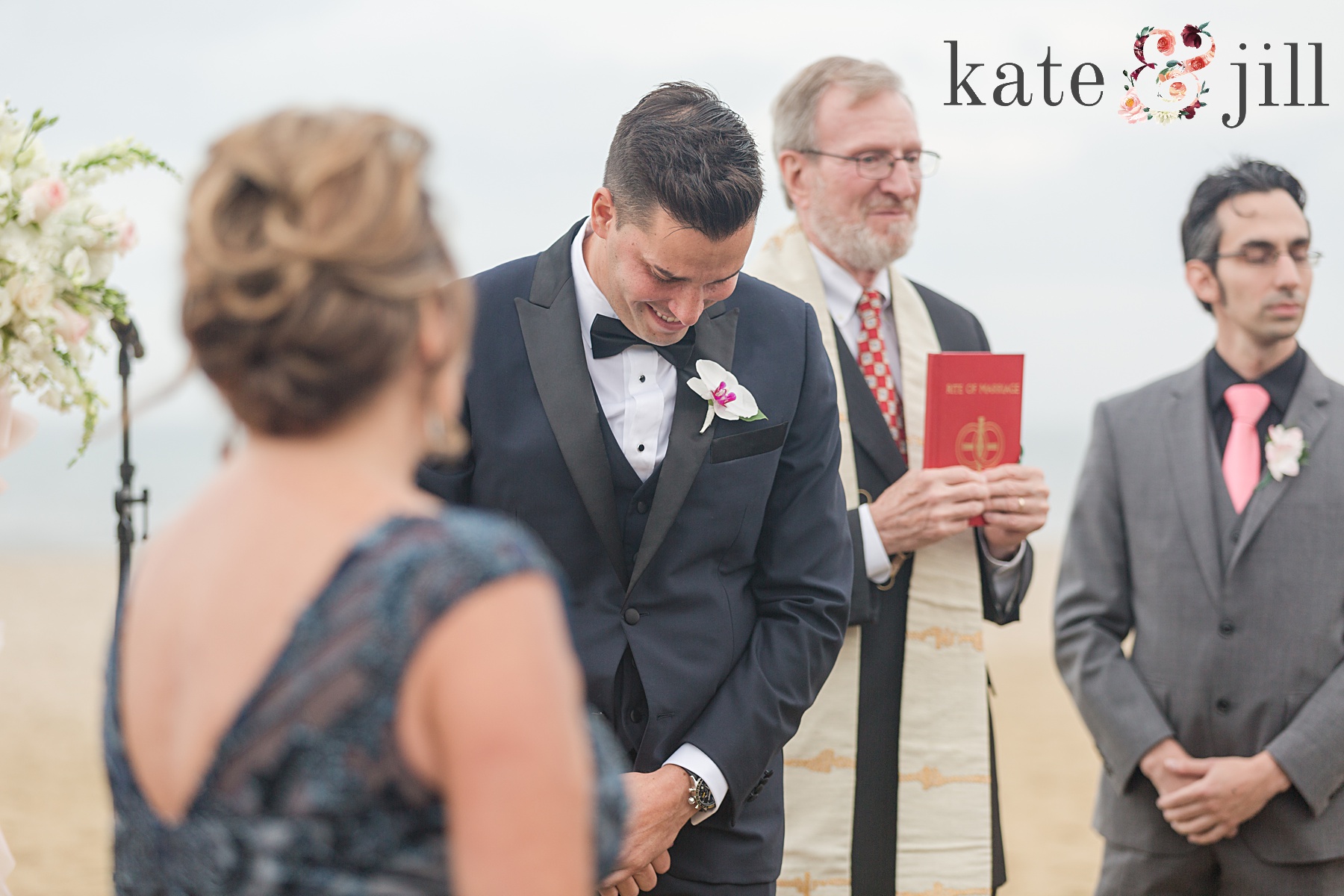 groom first look on beach mcloone's pier house long branch