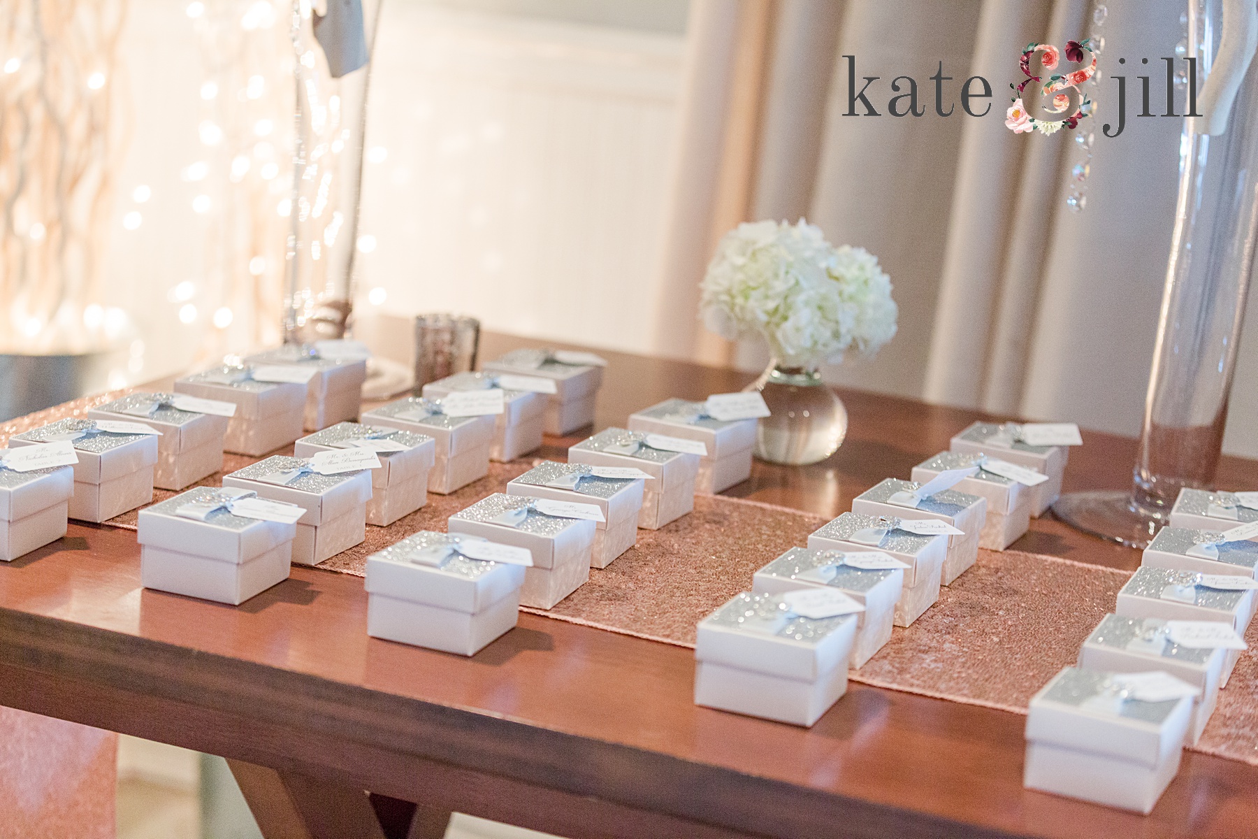 place cards pink silver rose gold and rhinestones mcloone's pier house long branch