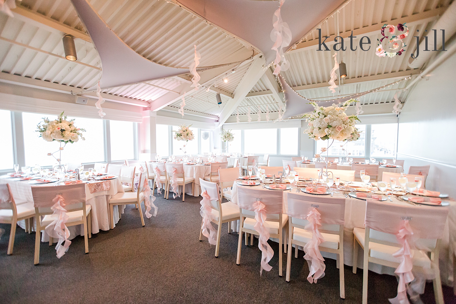 pink wedding decor reception room mcloone's pier house long branch