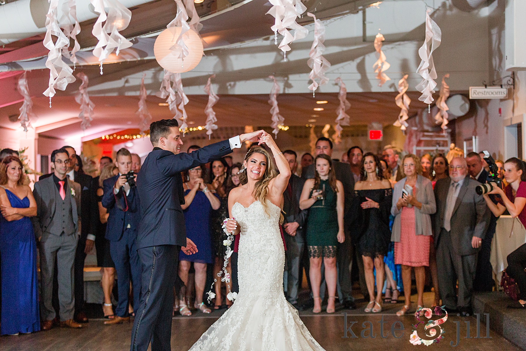 bride and groom first dance at mcloones poorhouse mcloone's pier house long branch