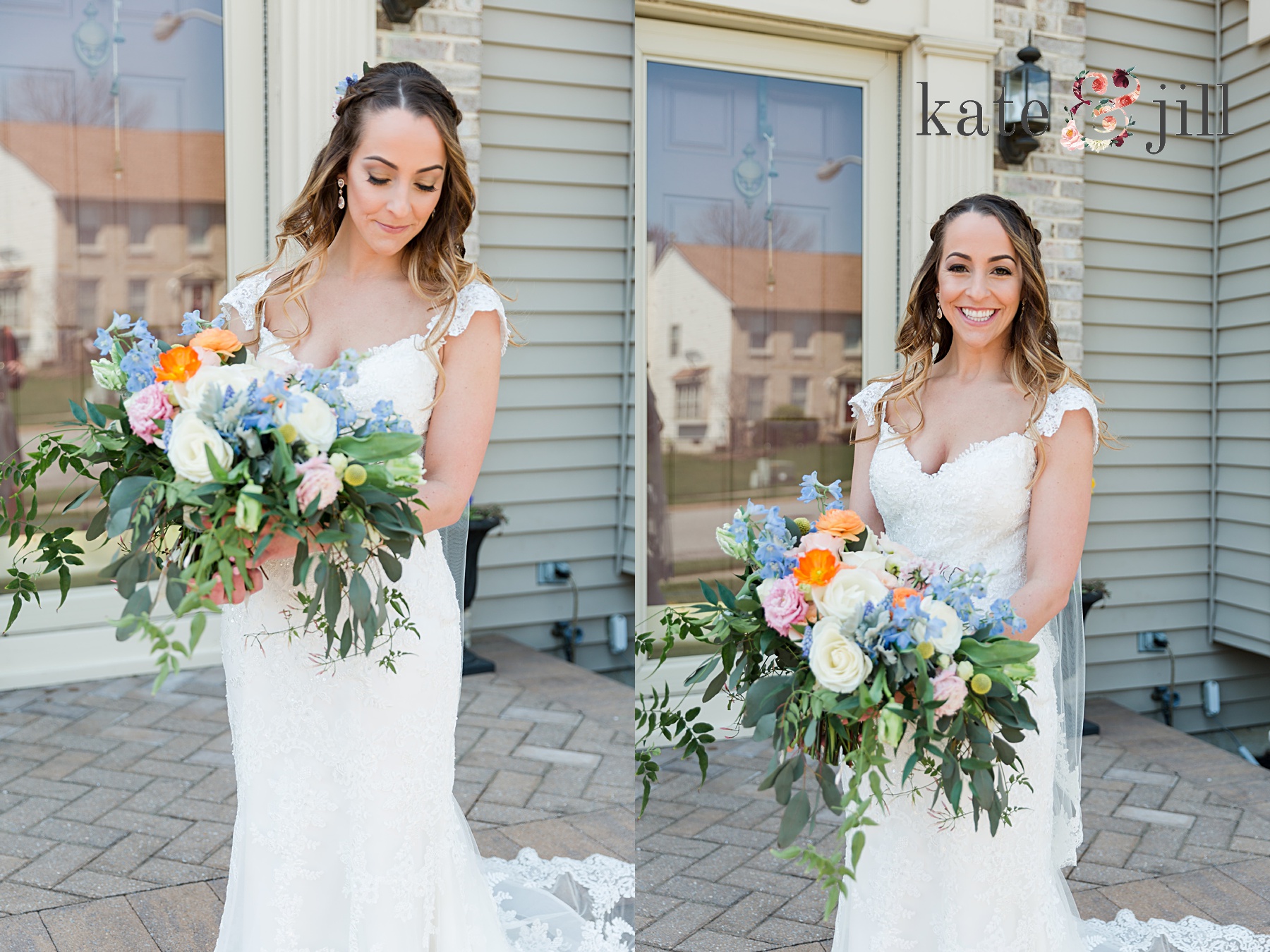 bridal portraits at house woodcrest country club wedding