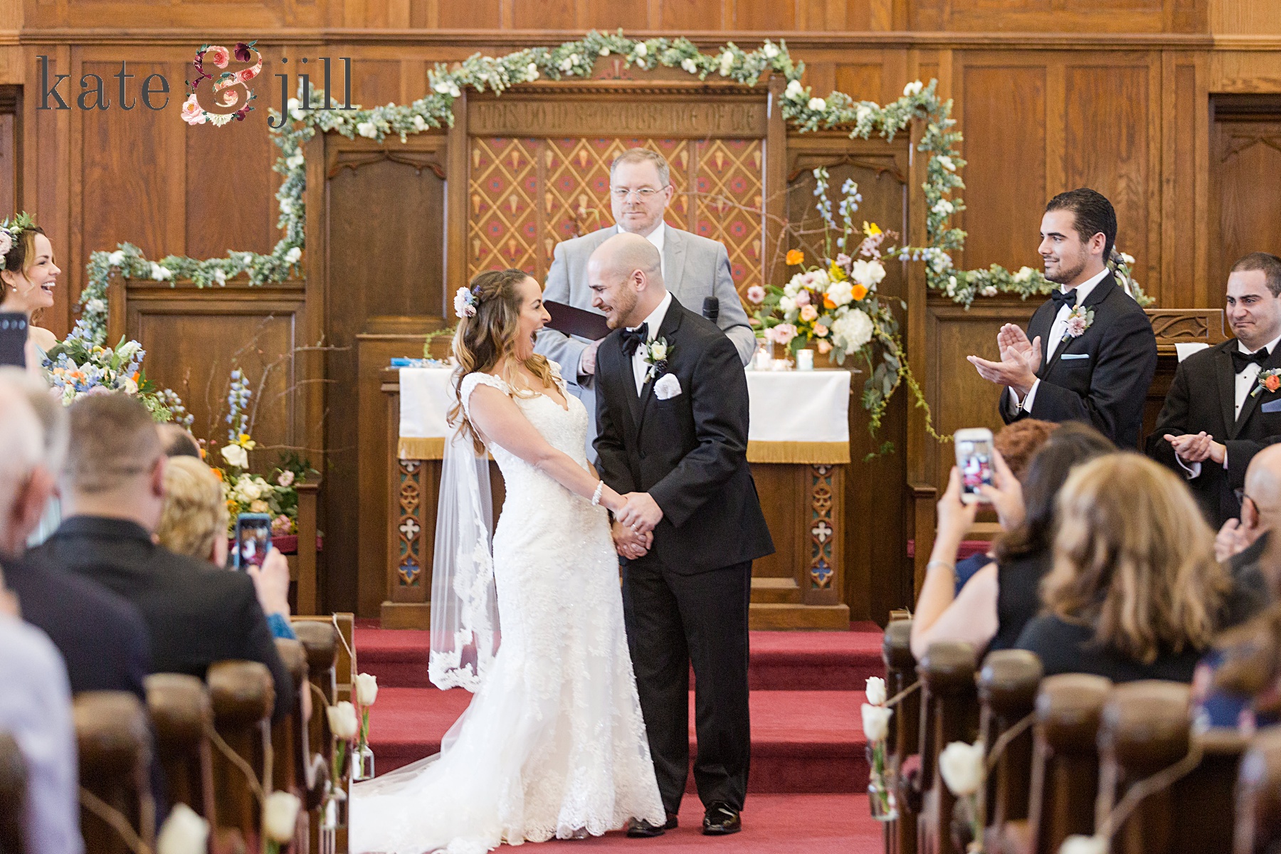 bride and groom recessional woodcrest country club wedding