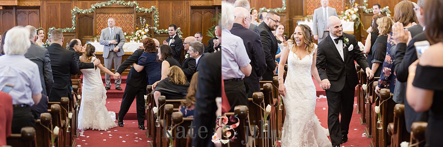 bride and groom recessional woodcrest country club wedding