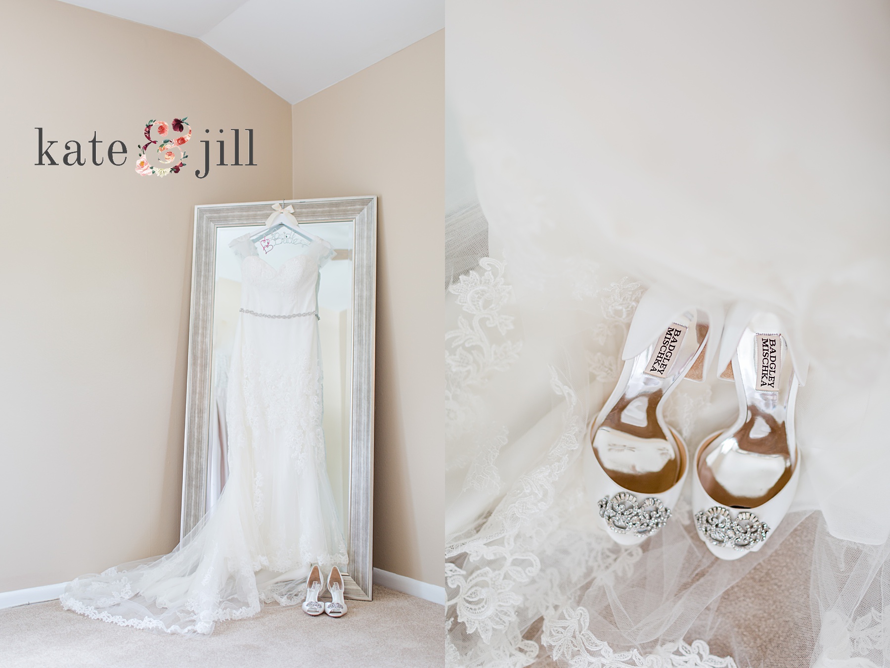 brides dress and shoes