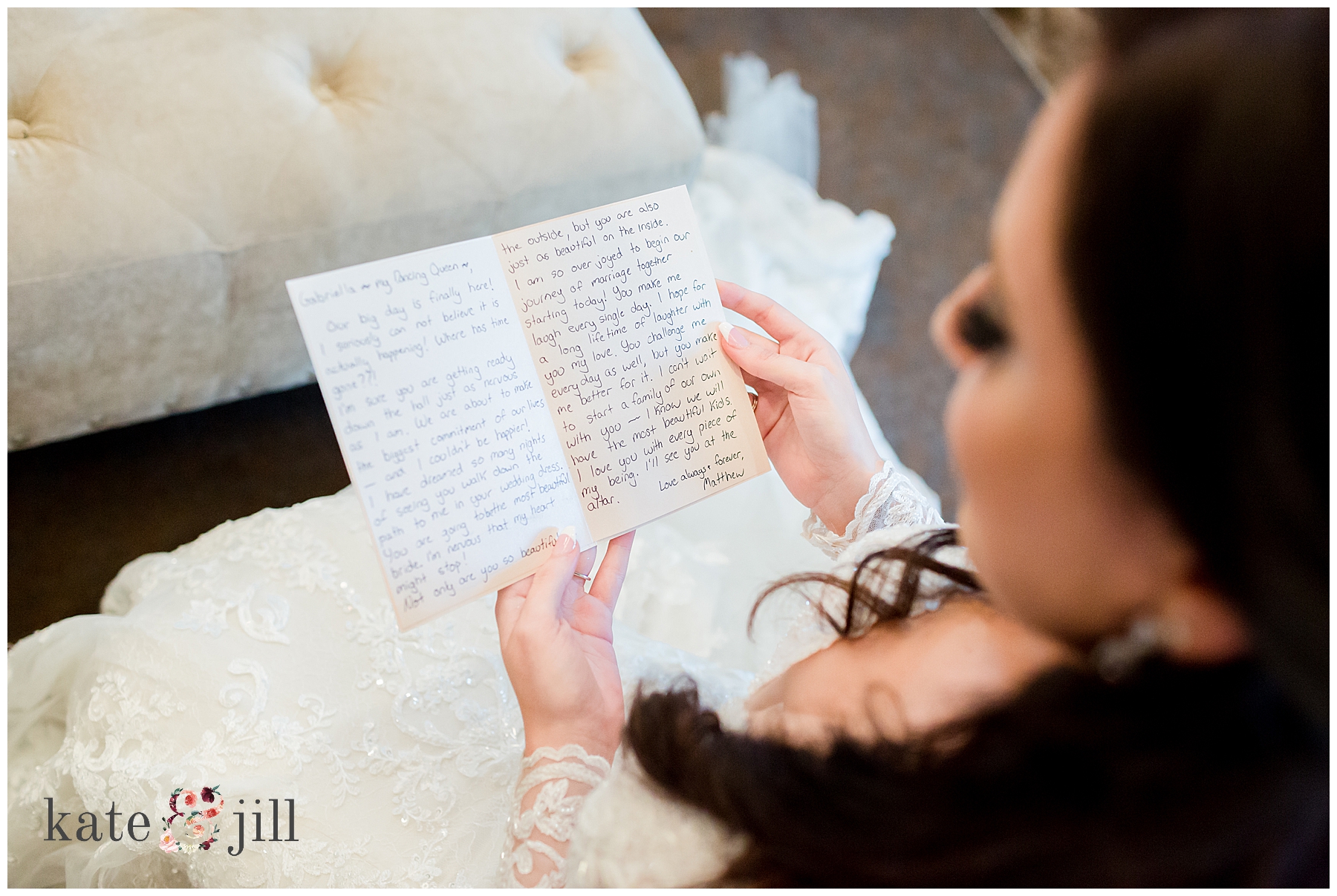 bride reading letter