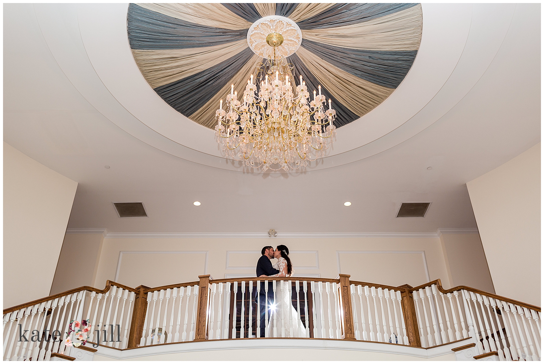 bride and groom in carriage house 