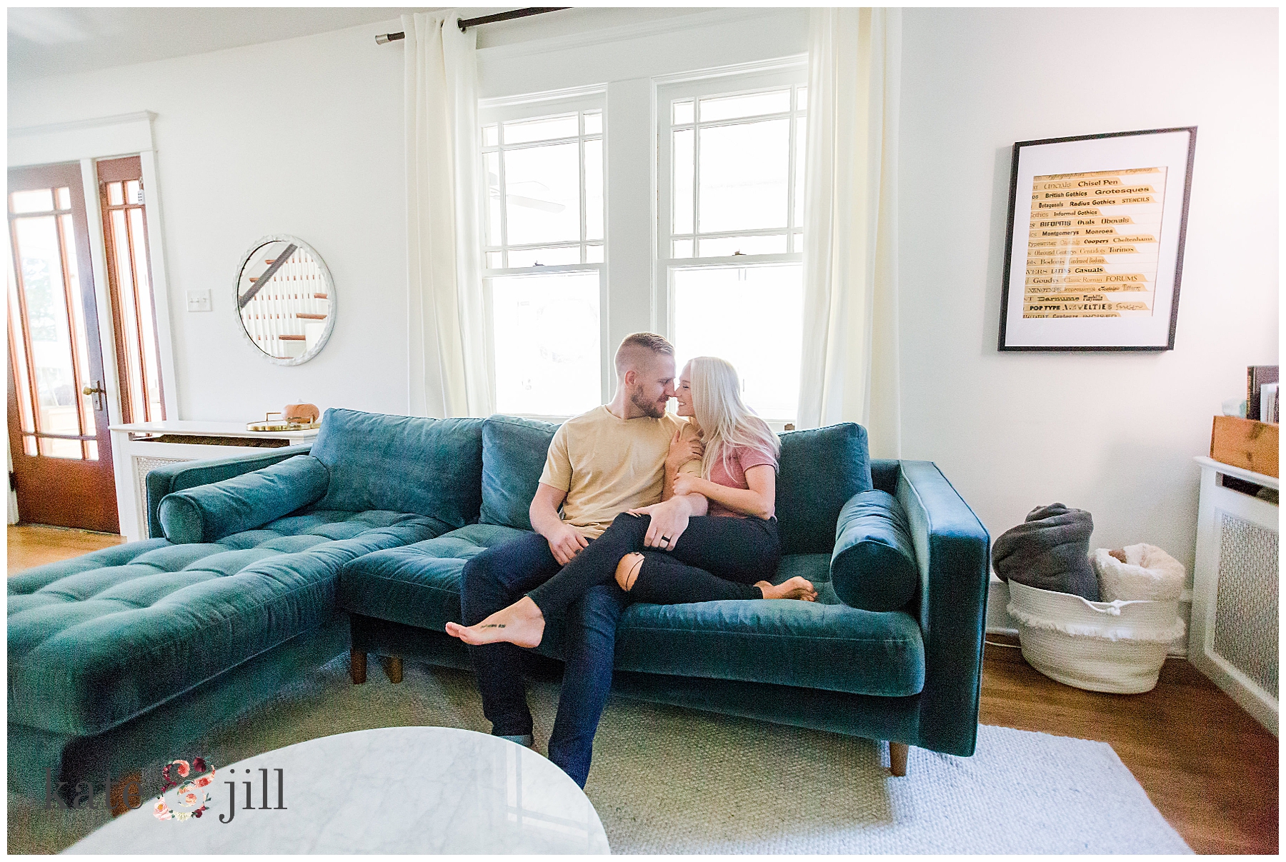 couple sitting on couch lifestyle session