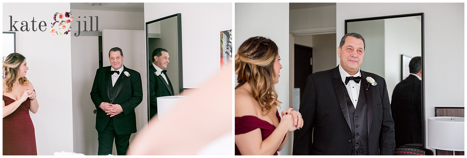 bridesmaids reaction to father daughter first look 