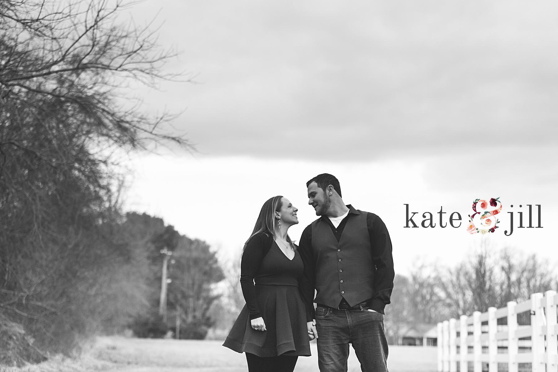 black and white engagement session