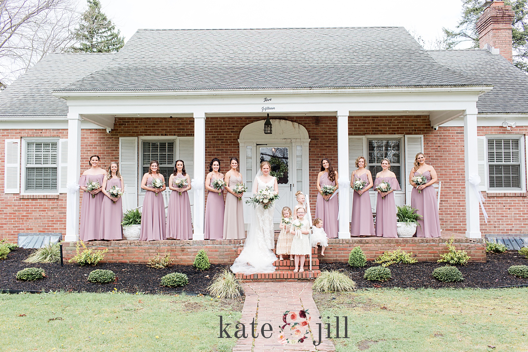 bridesmaid photo on front porch