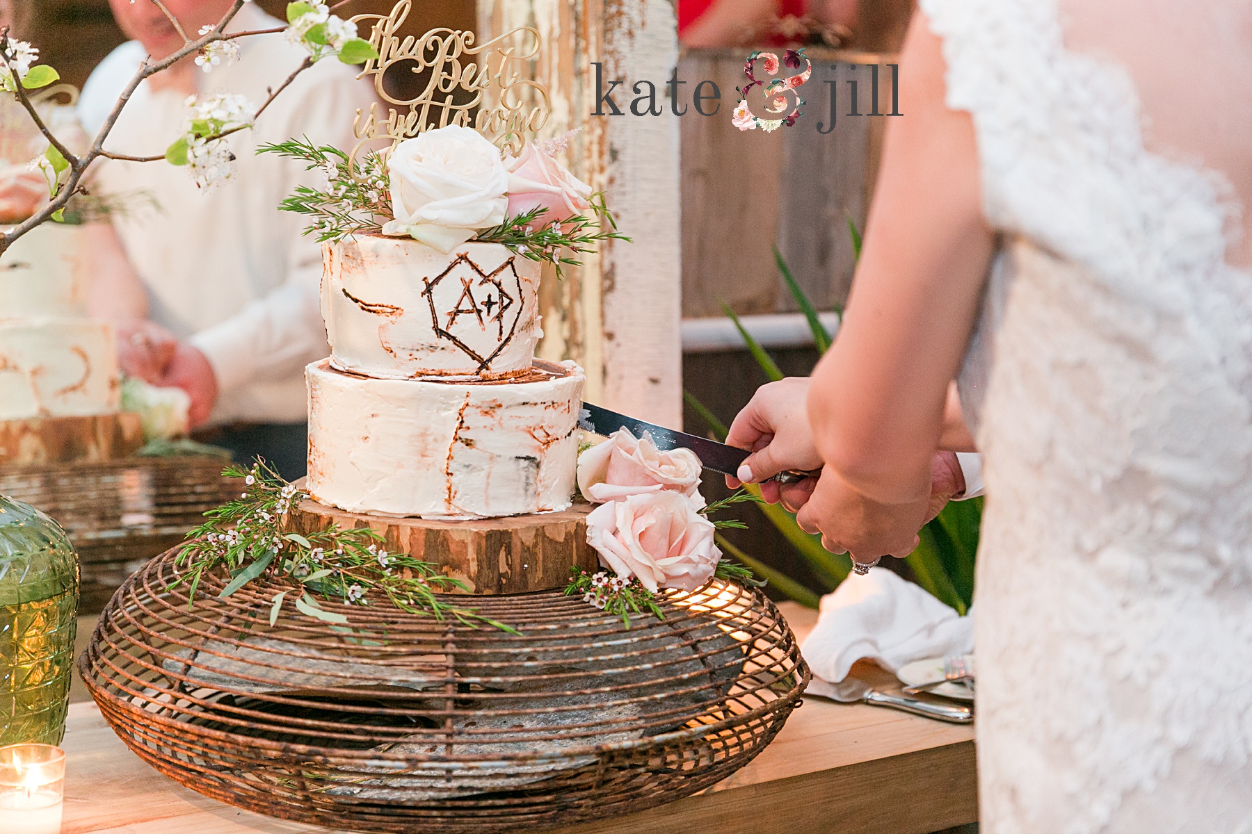 cake cutting railroad wedding photos