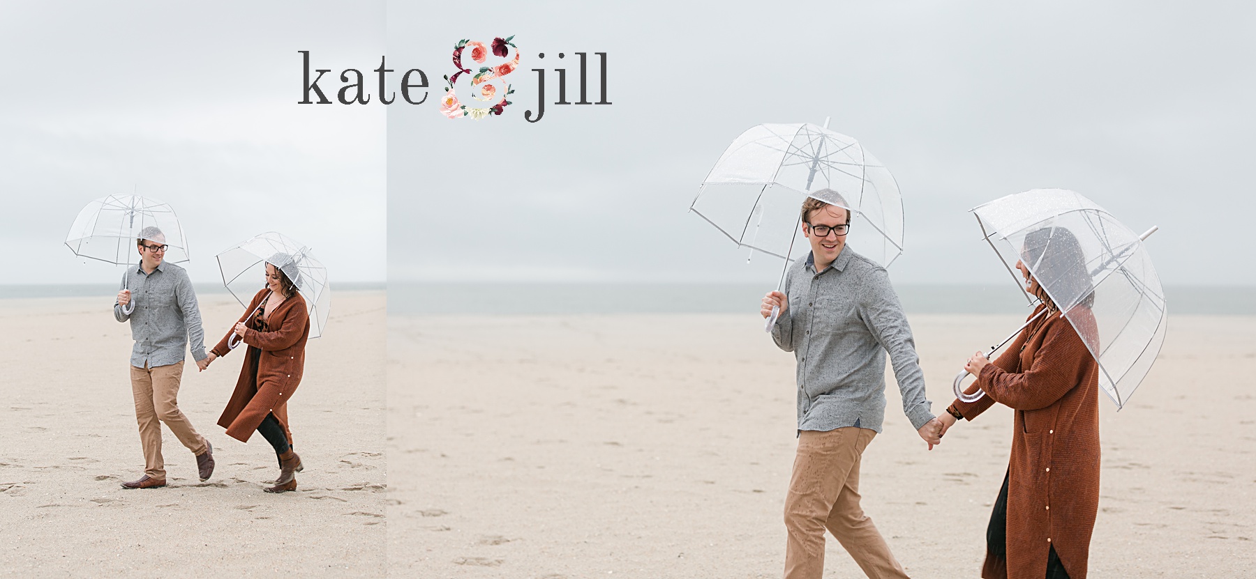 couple walking on beach under umbrellas