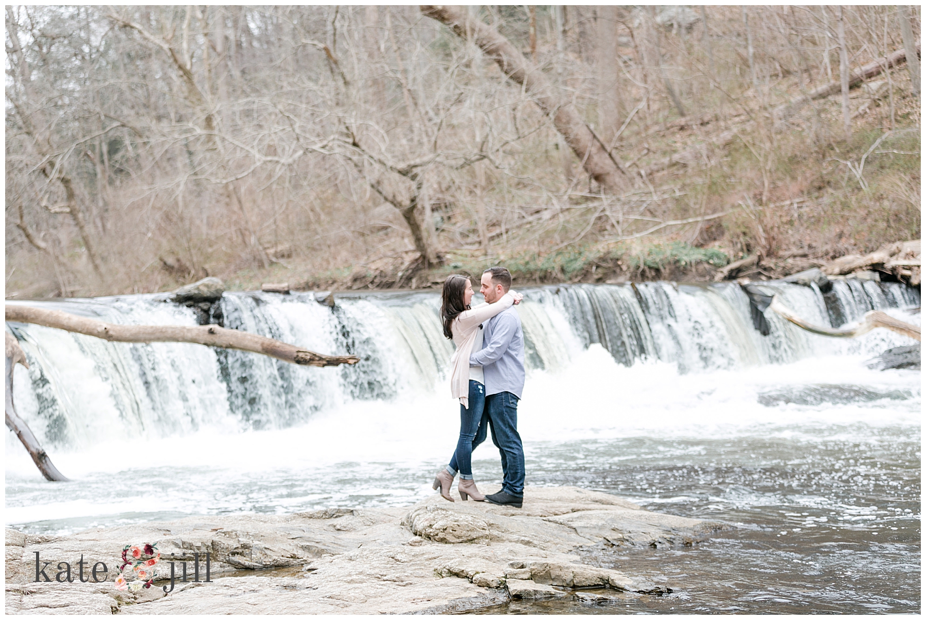 waterfall engagement session