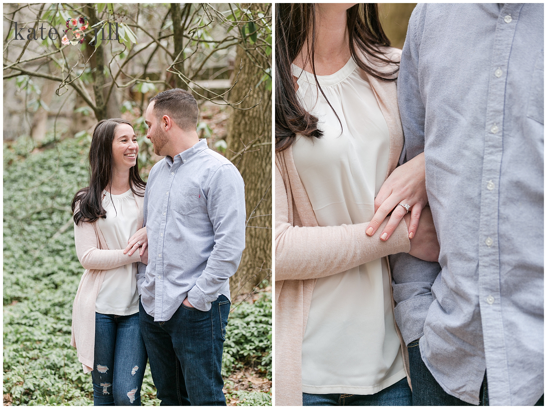 engagement session couple locking arms