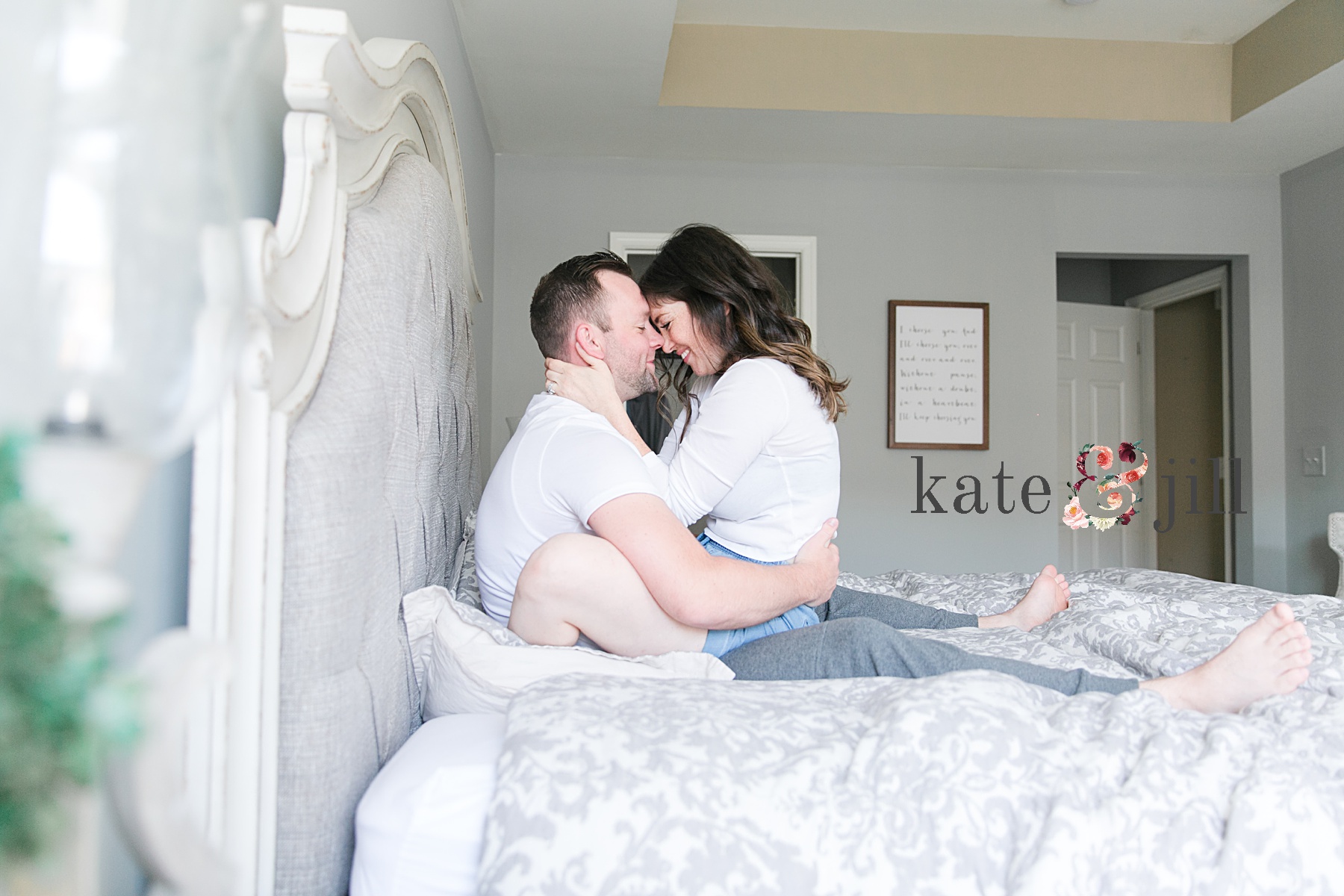 couple in bed during in home session