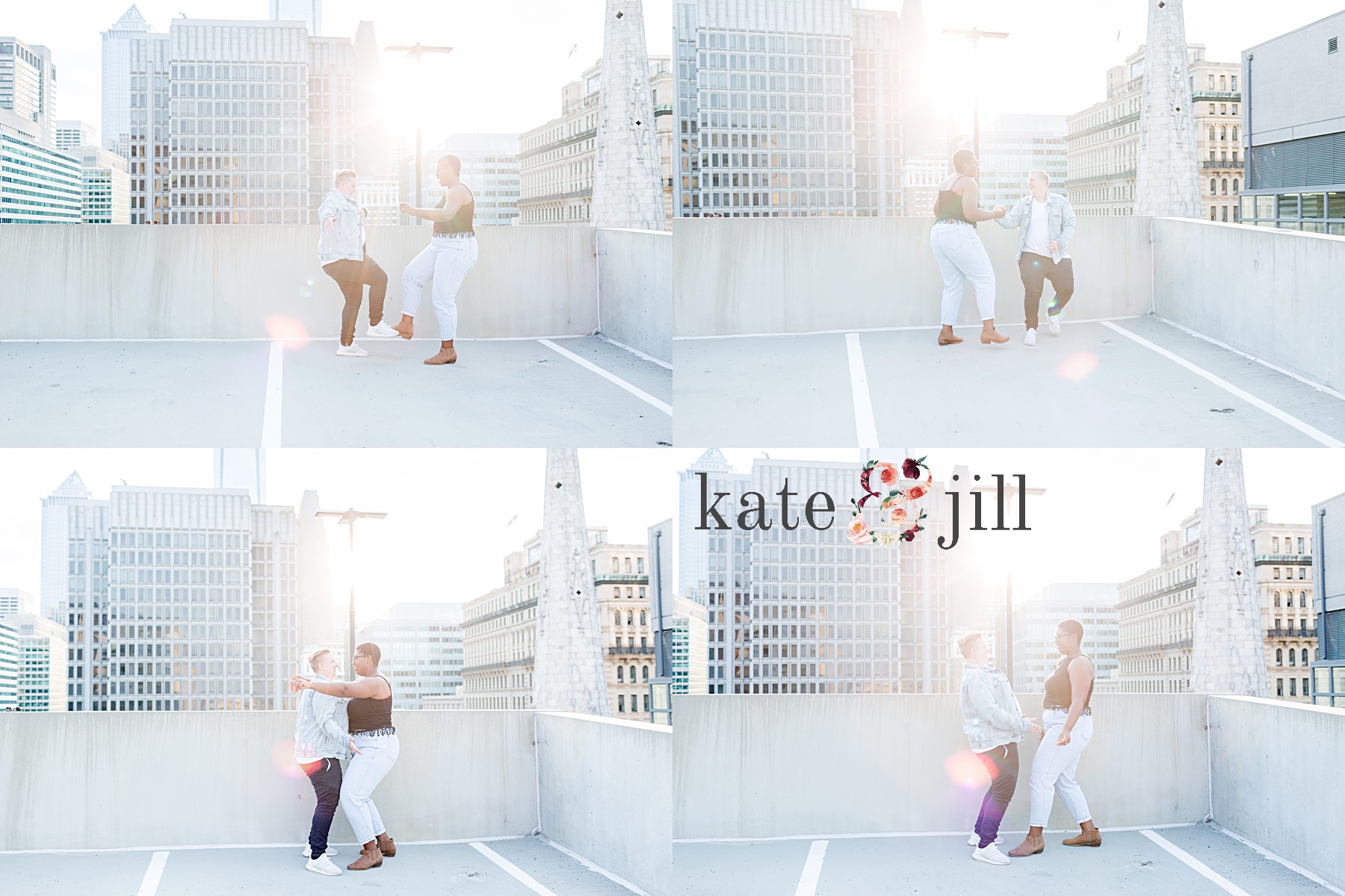 dance party during engagement session
