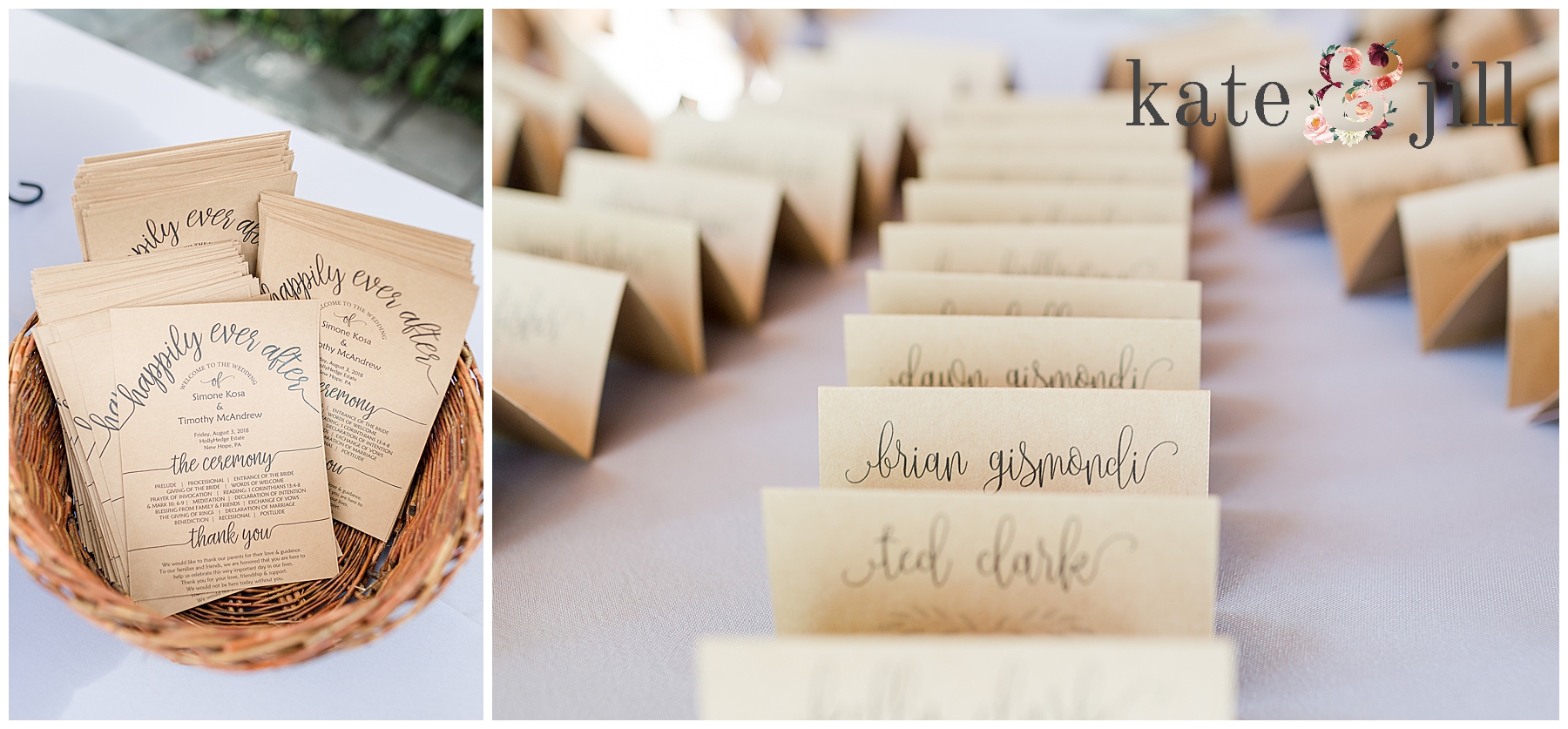 place cards and programs