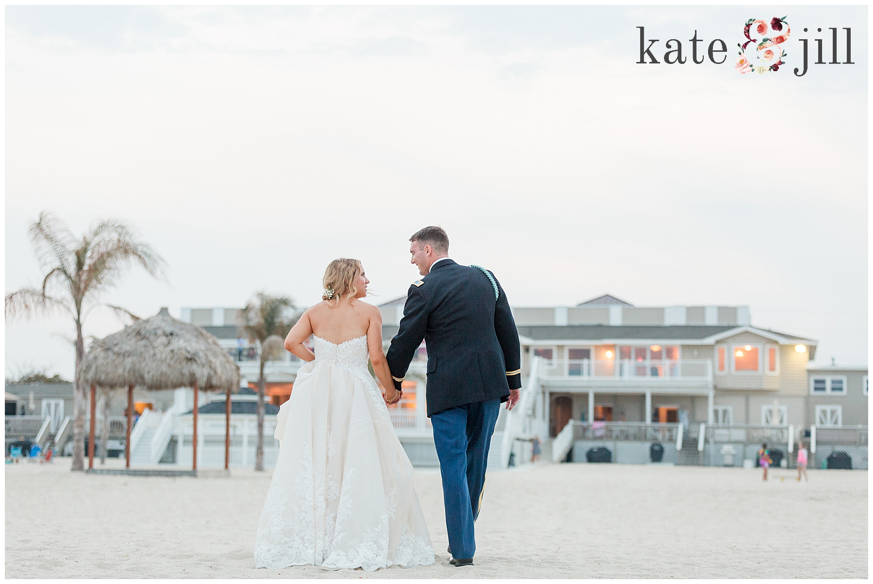 bride and groom Windows on the water beach wedding