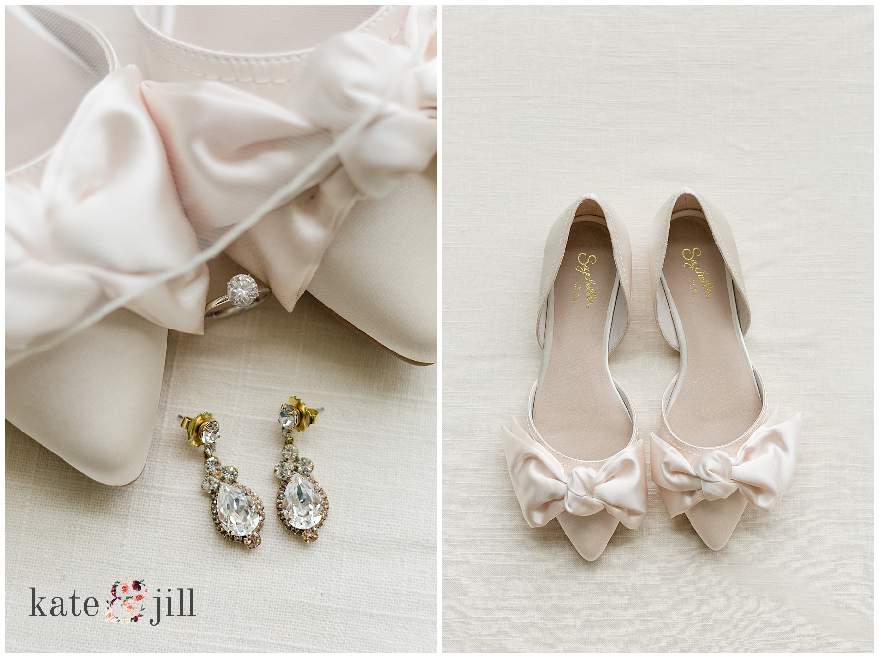 Brides wedding shoes and jewelry 