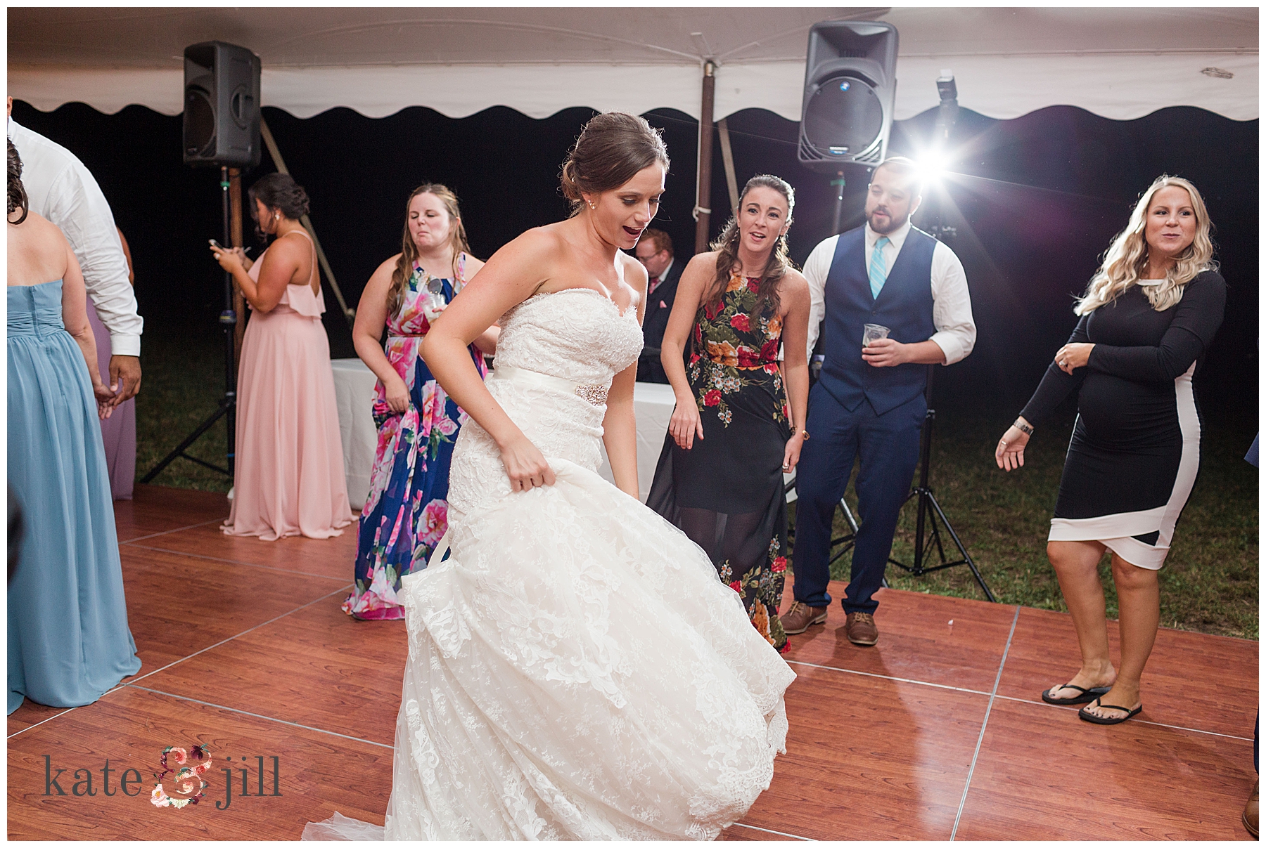 Bride dancing at reception