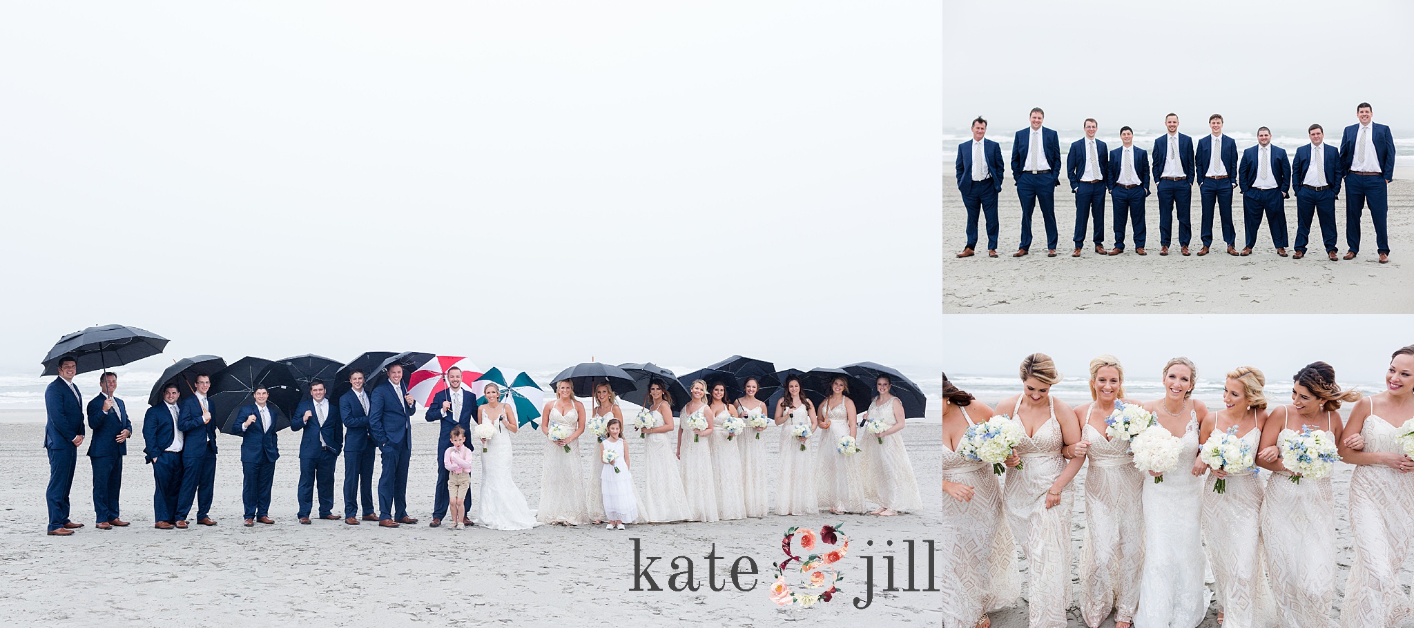 umbrella wedding party photos