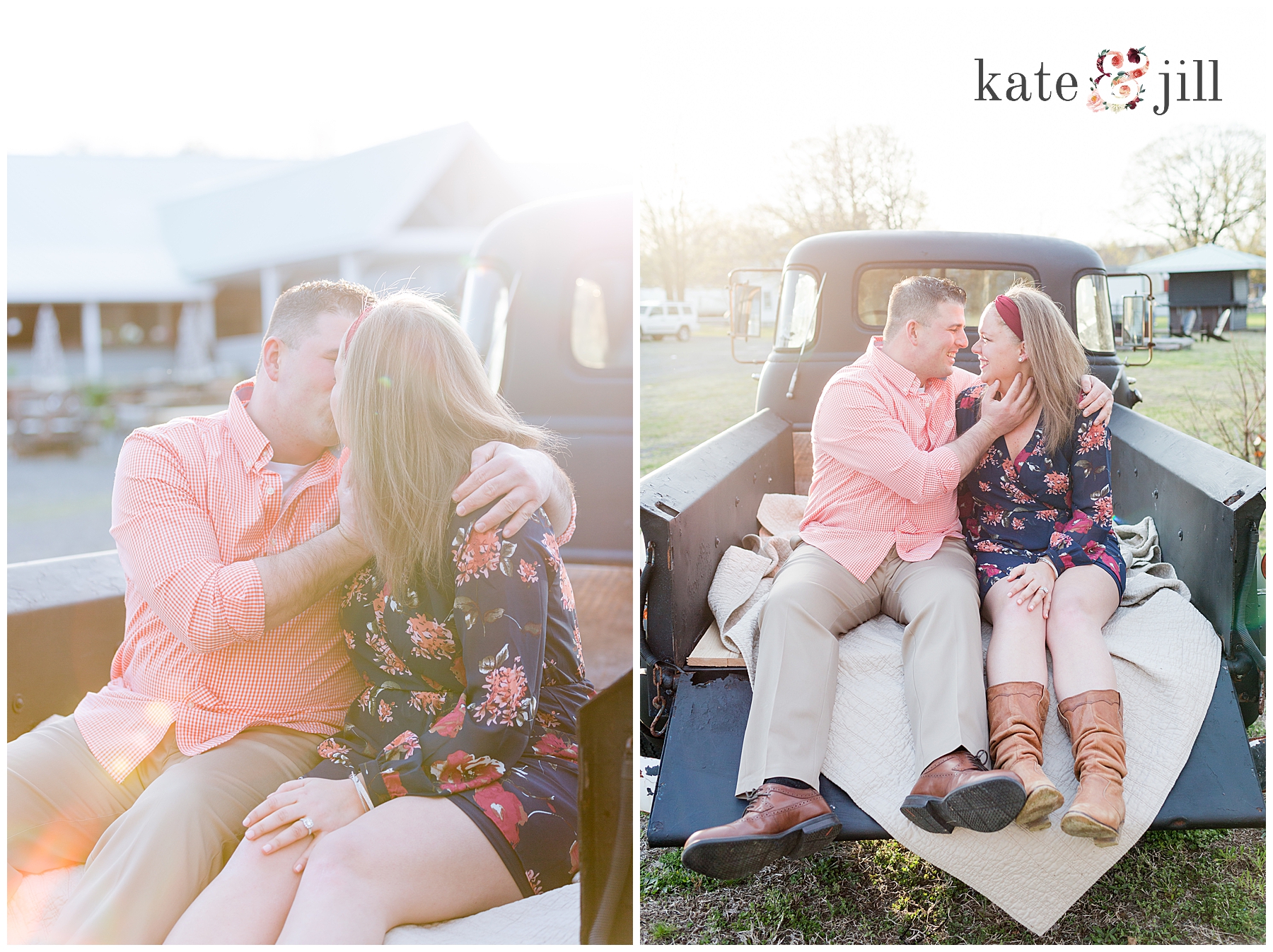 engagement session with old truck