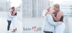 couple kissing on rooftop